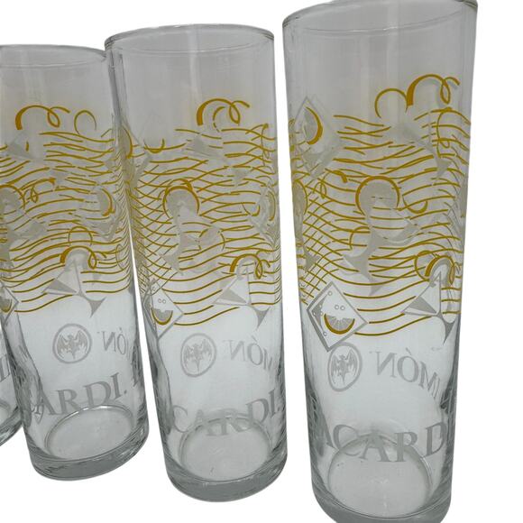Set/4 Libbey Bacardi Limon Rum Tall Boy Rocks Cocktail Collins Drink Glasses - Picture 2 of 7